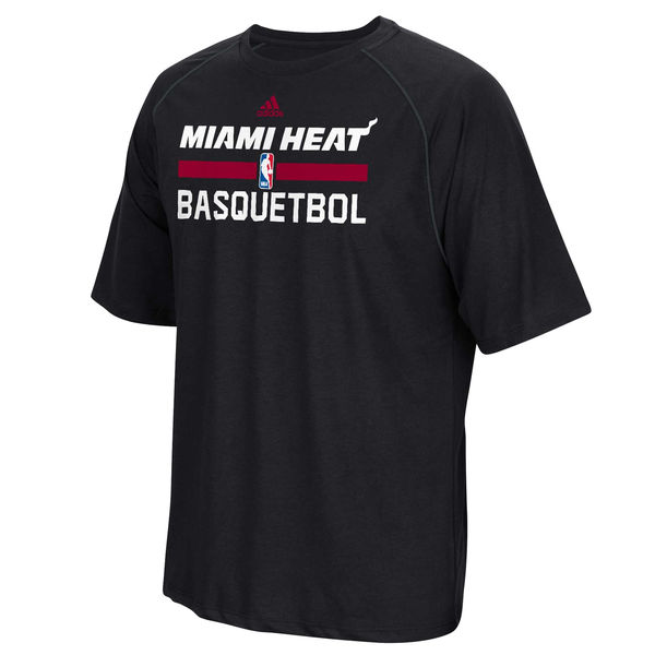 NBA Men Miami Heat adidas Noches EneBeA Practicewear Performance TShirt Black->nba t-shirts->Sports Accessory